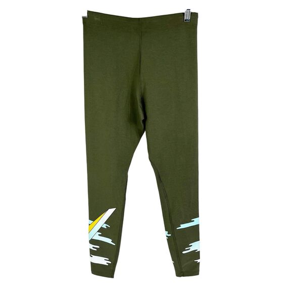 Nike Icon Clash Olive Green Art Swoosh Graphic High Rise Leggings Women’s Small - Picture 3 of 10